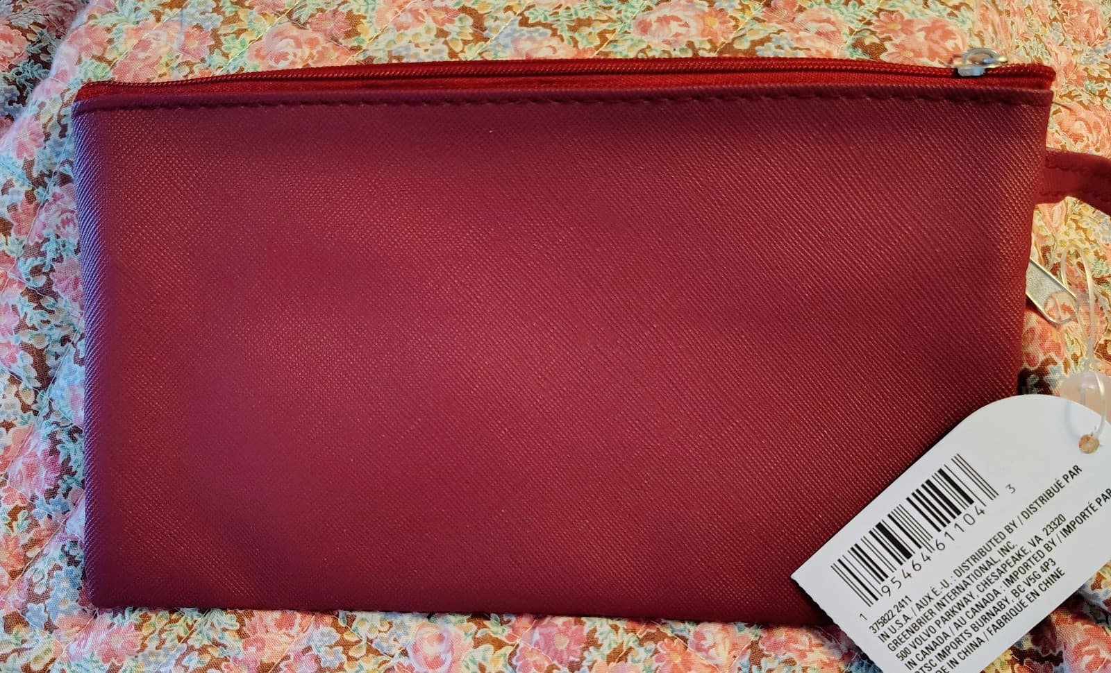 Juncture Burgundy Red Vinyl Pouch Wristlet NWT - Thumbnail 3