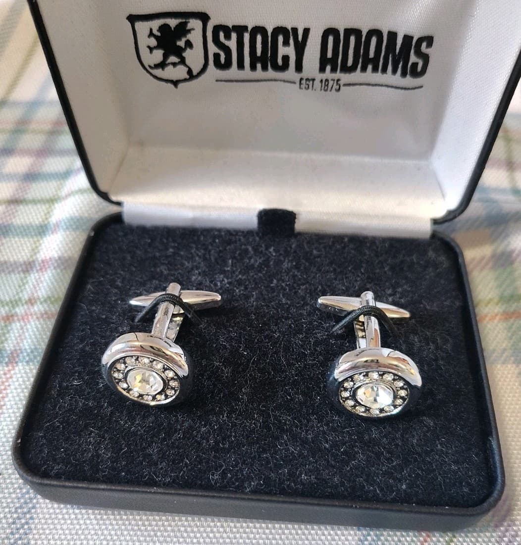 Stacy Adams Silver Cuff Link Stud Set - Thumbnail 3