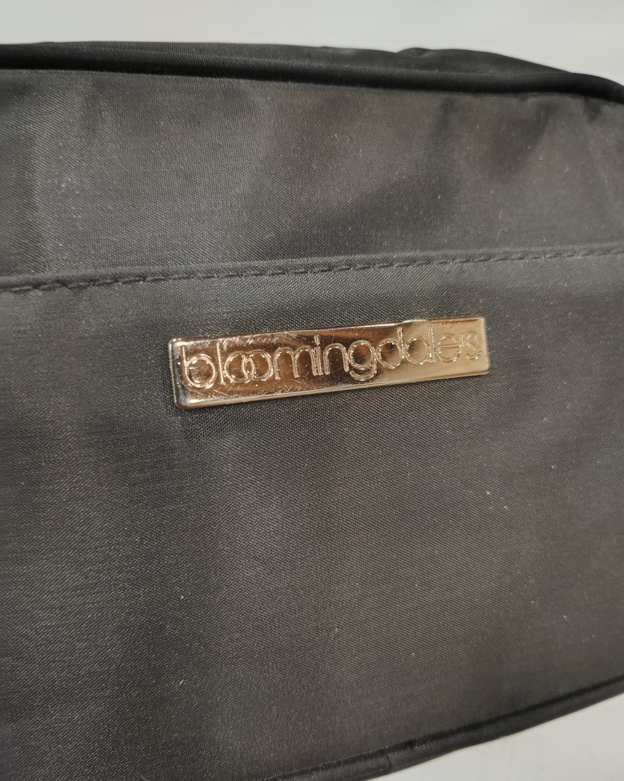 Bloomingdales Medium Black Nylon Cosmetic Bag, Gold Plaque - Thumbnail 6