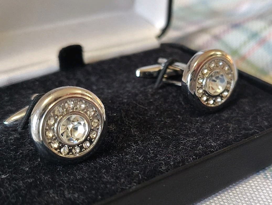 Stacy Adams Silver Cuff Link Stud Set - Thumbnail 2