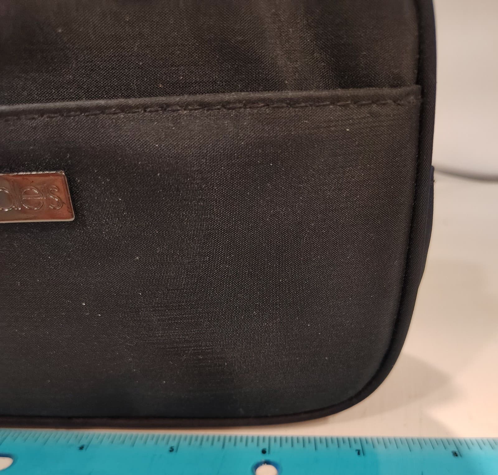 Bloomingdales Medium Black Nylon Cosmetic Bag, Gold Plaque - Thumbnail 3