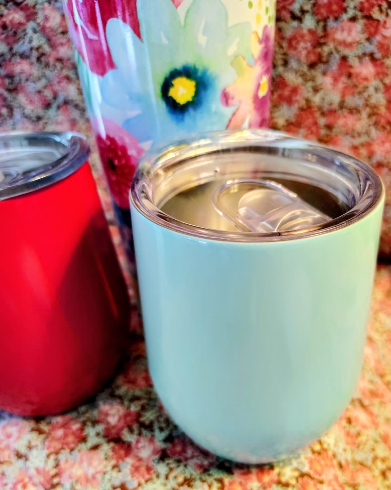 NIB Cambridge stainless steel floral wine growler and tumbler 3-piece set - Thumbnail 7