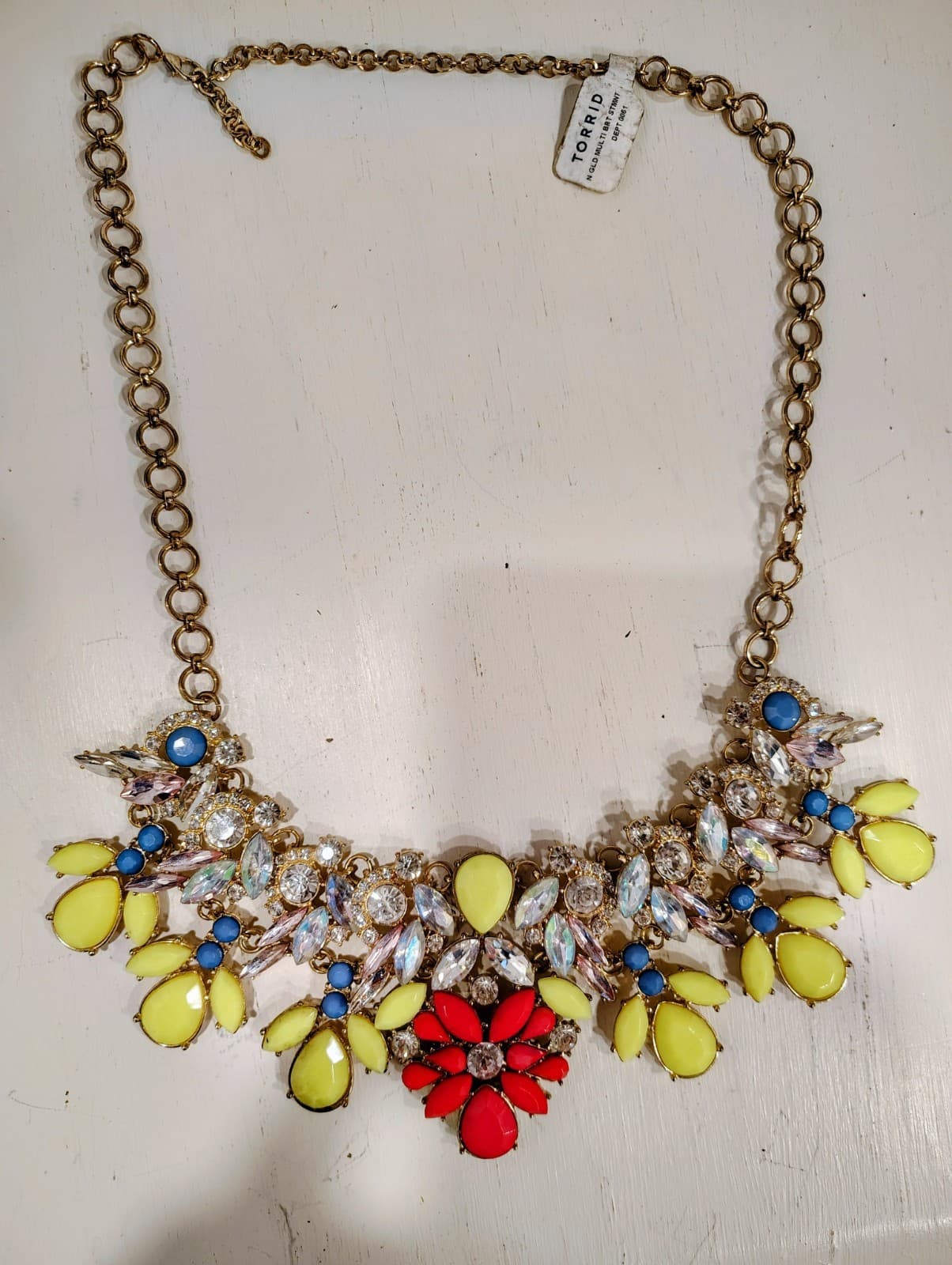 Torrid Women Rhinestones Faceted Silver Tone Statement Necklace Retired NWT