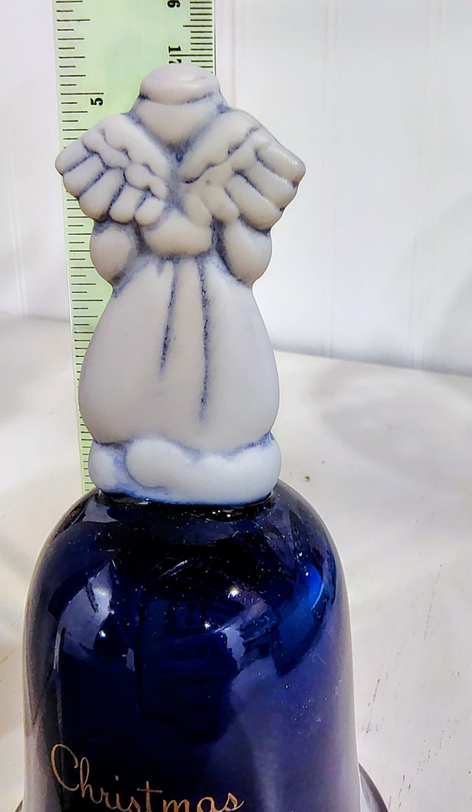 Vintage 1992 AVON Christmas Heavenly Notes Angels Blue Porcelain Bell Box - Thumbnail 9