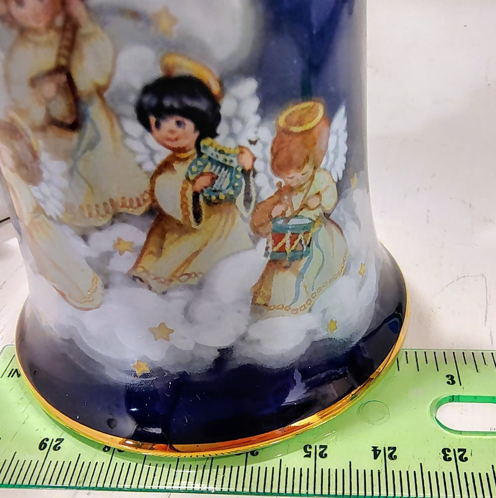 Vintage 1992 AVON Christmas Heavenly Notes Angels Blue Porcelain Bell Box - Thumbnail 10