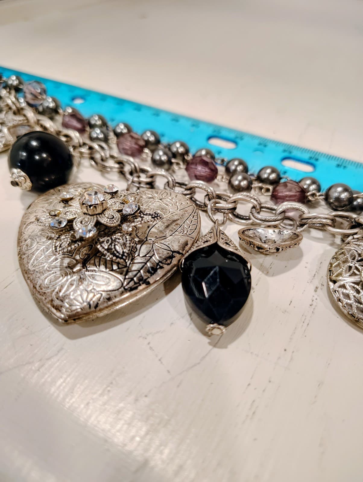 Boho Chic Vintage Style 3 Layer Silver Metal Bling Necklace Lockets - Thumbnail 17