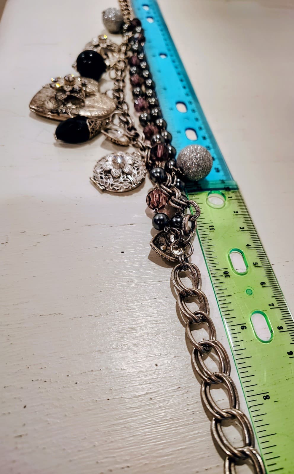Boho Chic Vintage Style 3 Layer Silver Metal Bling Necklace Lockets - Thumbnail 16