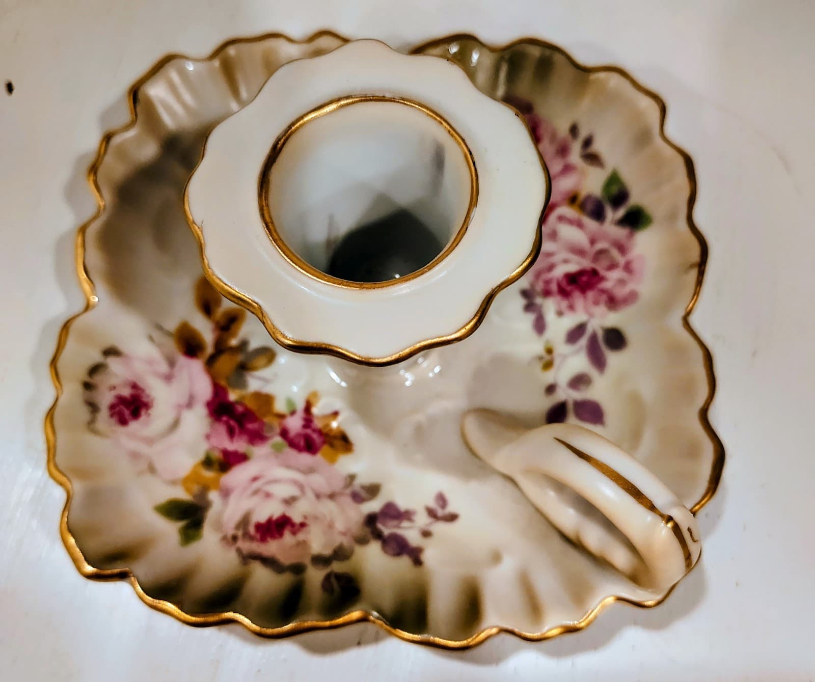 Hummelwerk Victorian Garden Dogwood Candle Holder Floral Gold 5" - Thumbnail 3