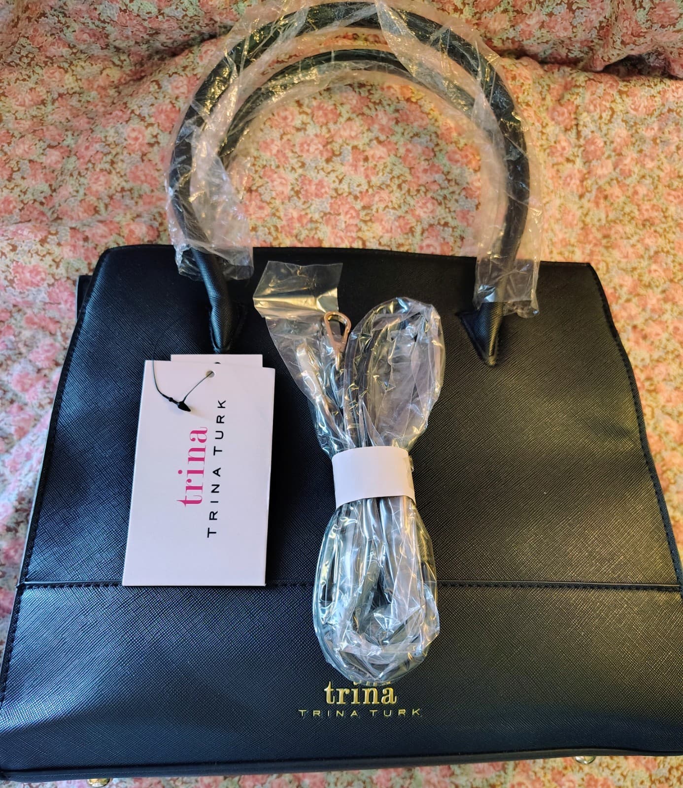 Trina Turk Black Vegan Leather Tote Bag, Crossbody, NWT $148 - Thumbnail 9