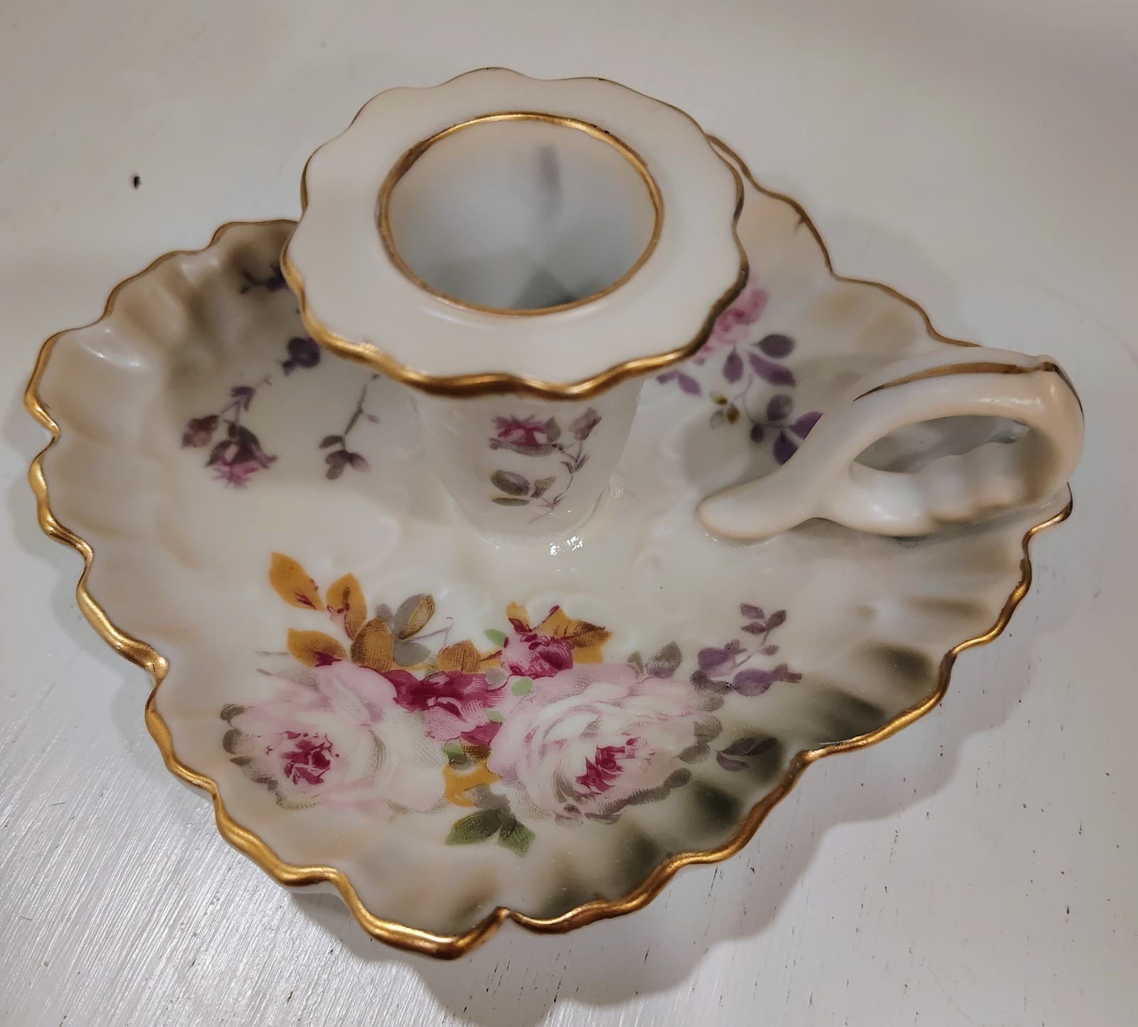 Hummelwerk Victorian Garden Dogwood Candle Holder Floral Gold 5" - Thumbnail 5