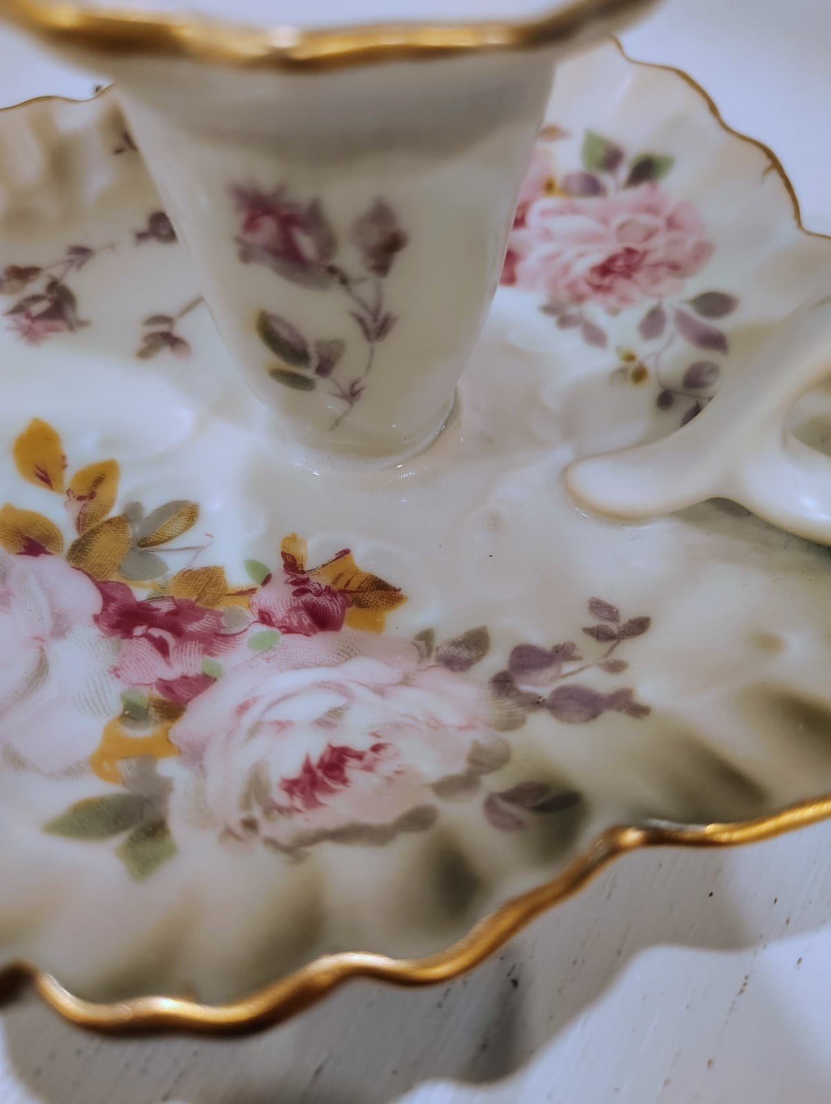 Hummelwerk Victorian Garden Dogwood Candle Holder Floral Gold 5" - Thumbnail 4