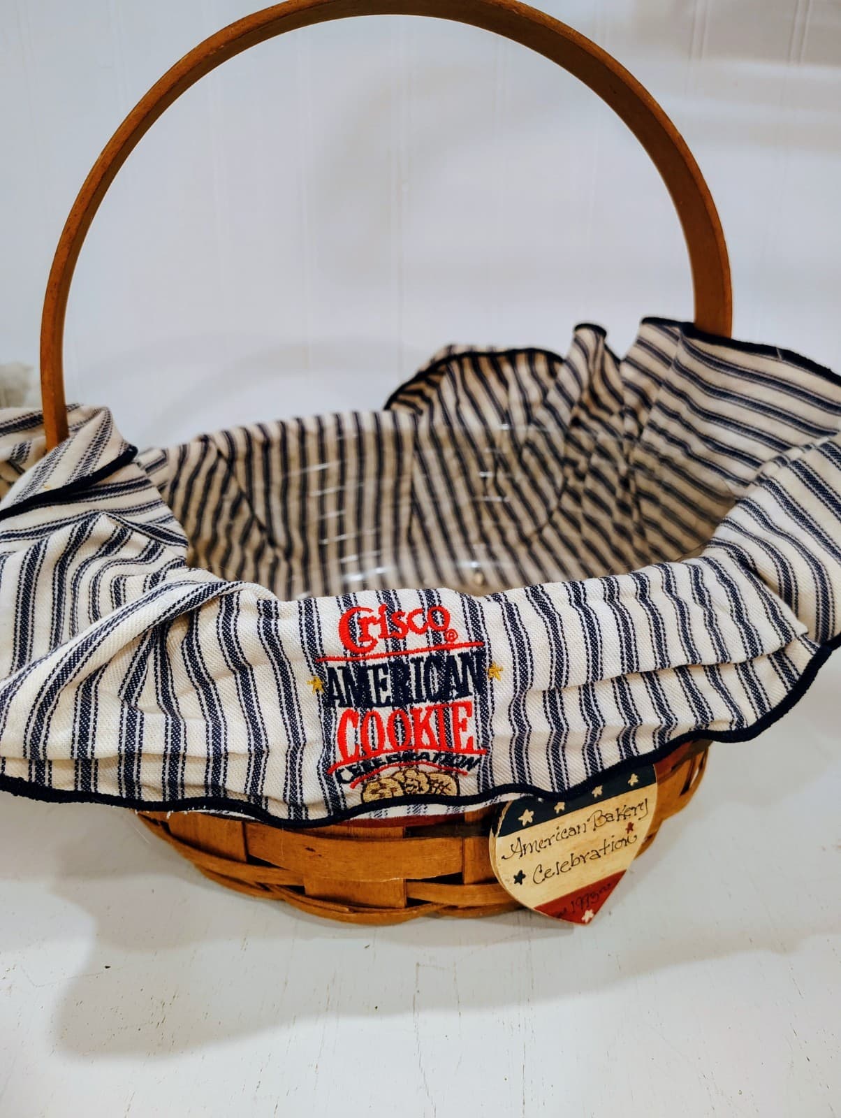 Longaberger 1992 Crisco American Cookie Celebration Basket, Liner, Protector