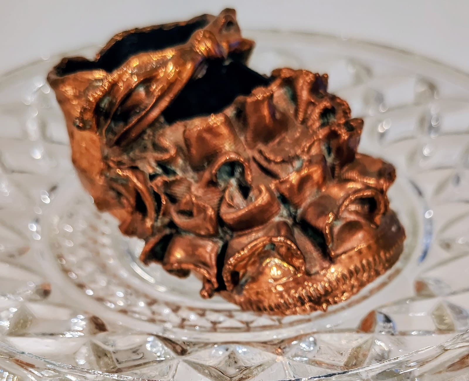 Vintage 1930-1940 Copper Plated Ruffled Baby Shoe