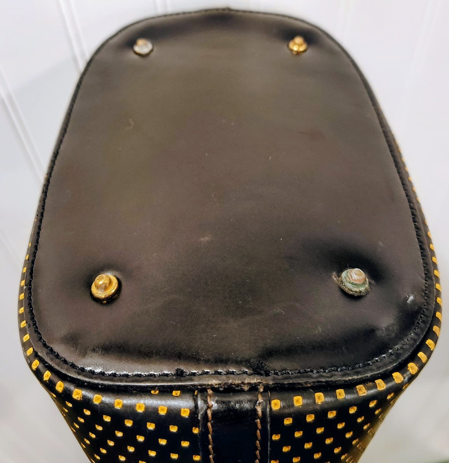 Vintage Dooney & Bourke Polka Dot Yellow Bucket Shoulder Bag Gold Hardware Clasp - Thumbnail 9