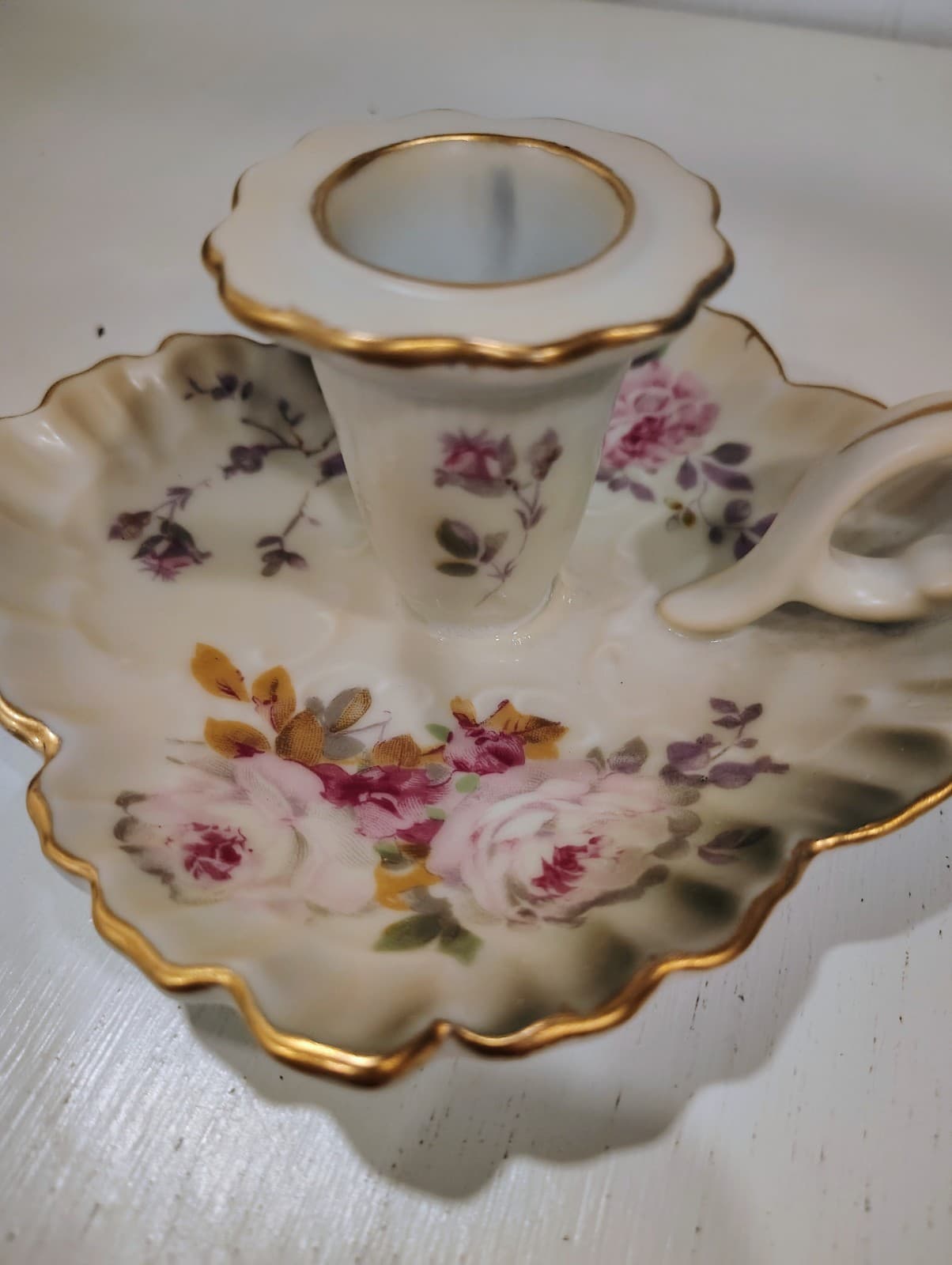 Hummelwerk Victorian Garden Dogwood Candle Holder Floral Gold 5" - Thumbnail 6
