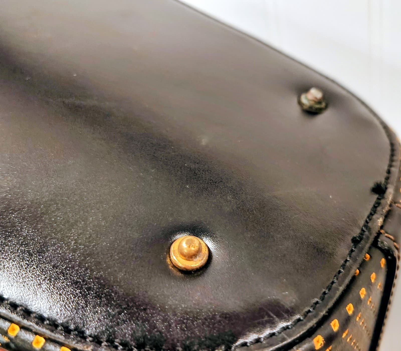 Vintage Dooney & Bourke Polka Dot Yellow Bucket Shoulder Bag Gold Hardware Clasp - Thumbnail 6