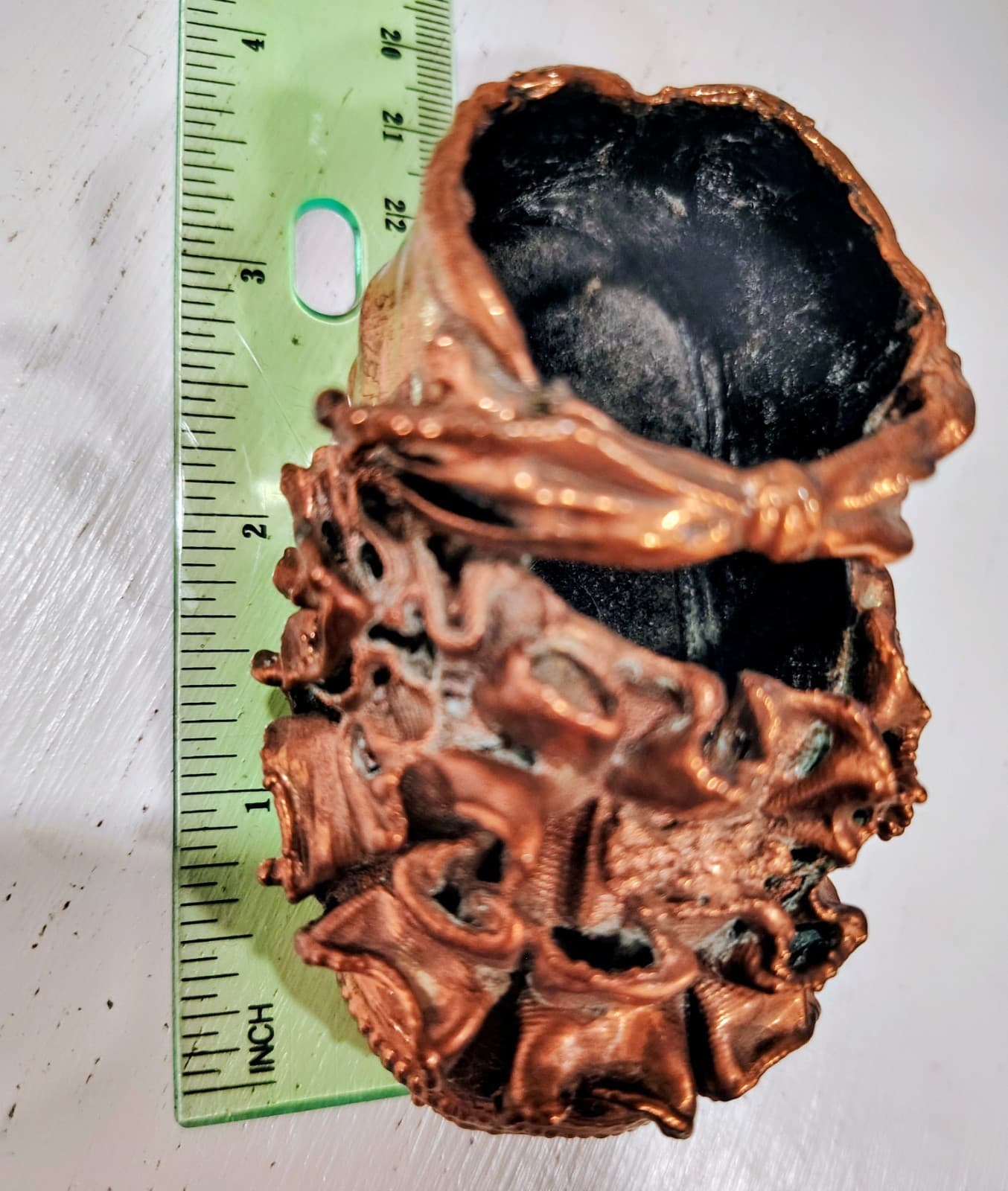 Vintage 1930-1940 Copper Plated Ruffled Baby Shoe - Thumbnail 8
