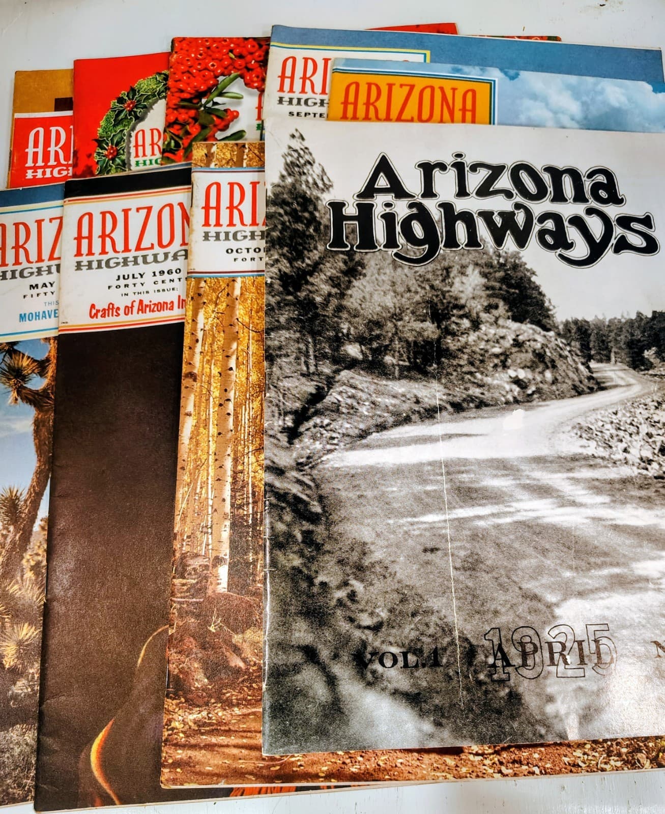 1960-1975 Arizona Highways Collection, 8 Total Issues, EUC 50th Ann Edit 1975