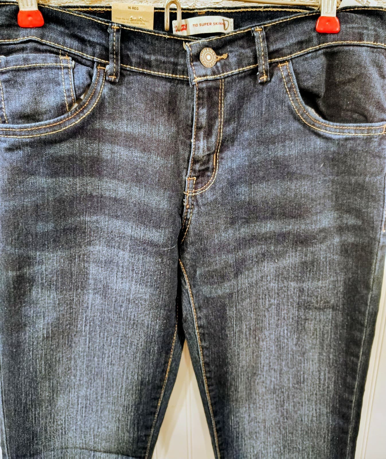 Levis 710 Jeans Womens 16R Blue Super Skinny Leg Denim Dark Wash Stretch $98 - Thumbnail 3