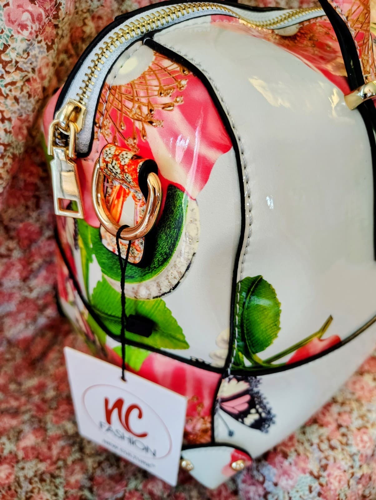 NWT Floral Satchel With Shoulder Strap And Matching Wallet - Thumbnail 3