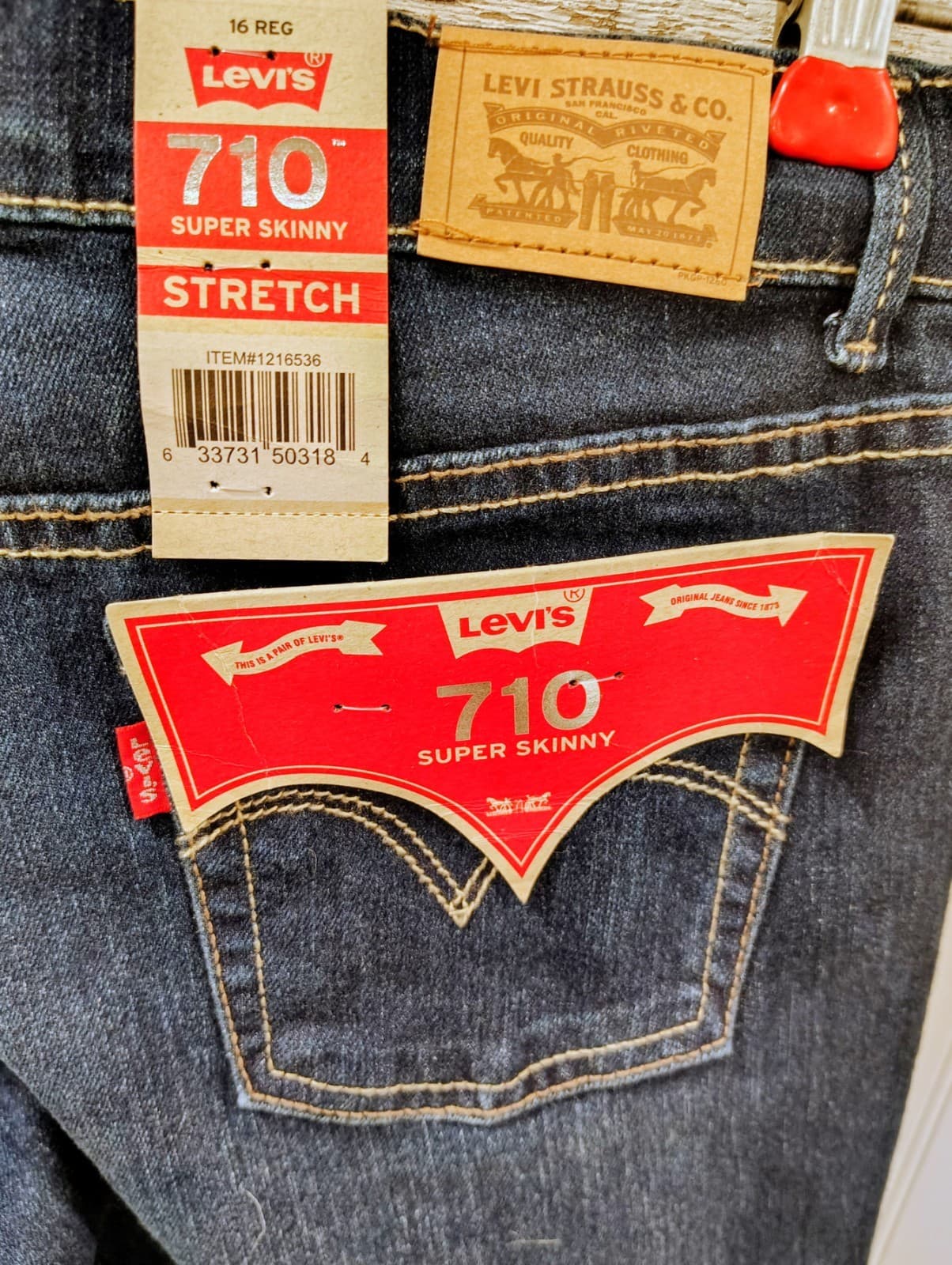Levis 710 Jeans Womens 16R Blue Super Skinny Leg Denim Dark Wash Stretch $98 - Thumbnail 2