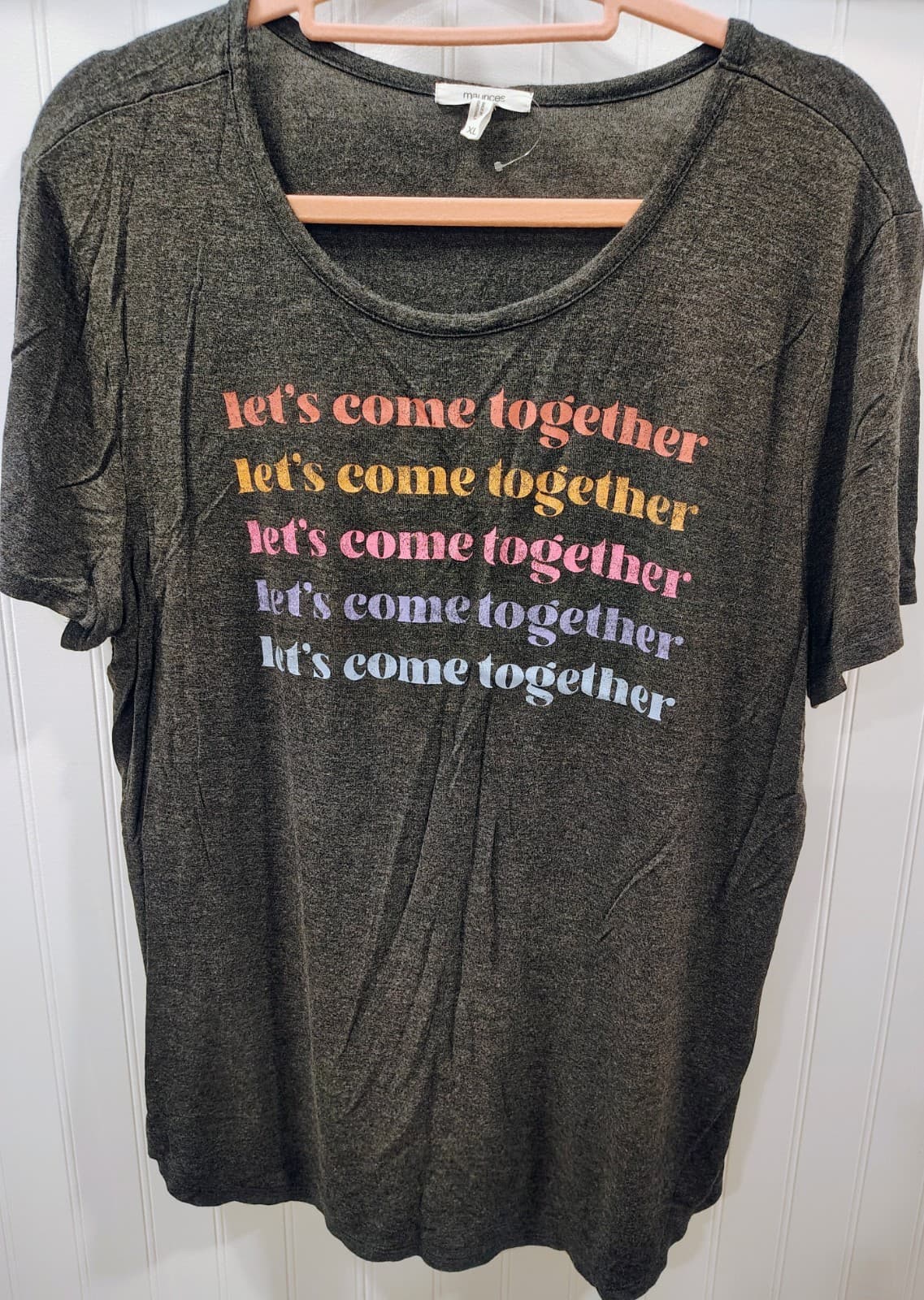 Maurices Let’s Come Together Graphic T-Shirt Rainbow Grey XL