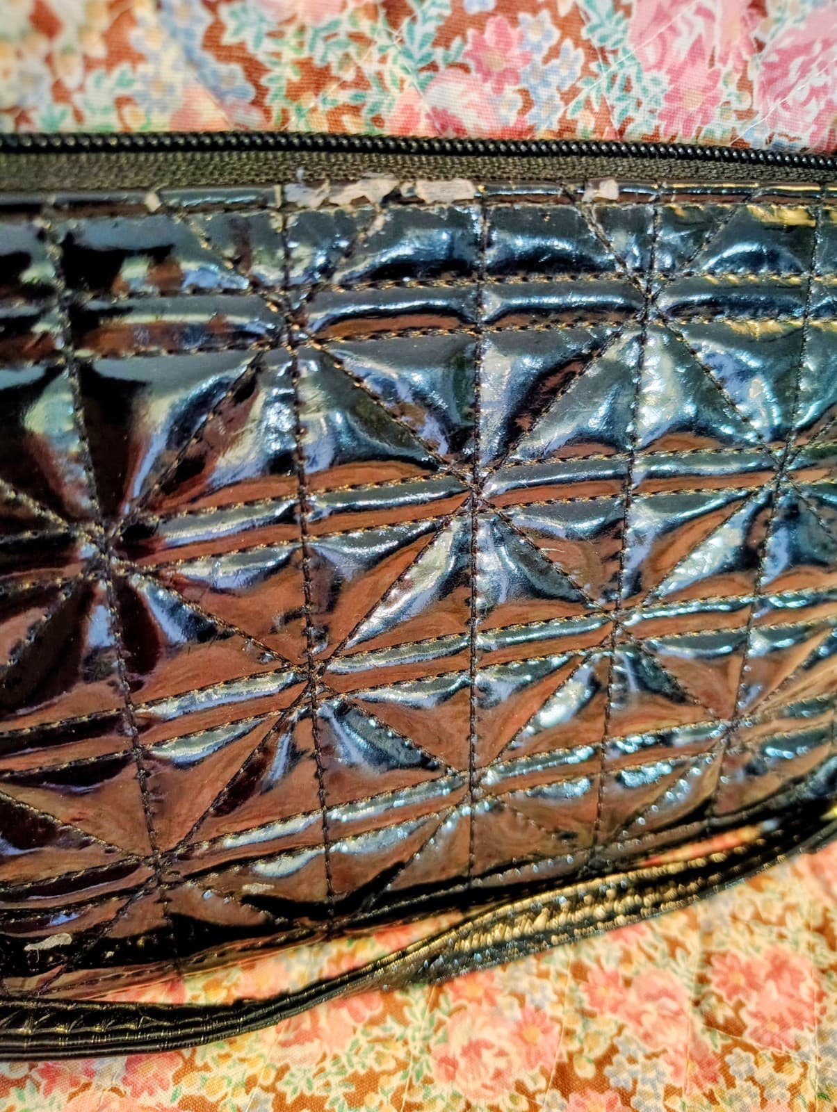 Nicole Miller Black Patent Bag Gold Chain Strap - Thumbnail 9