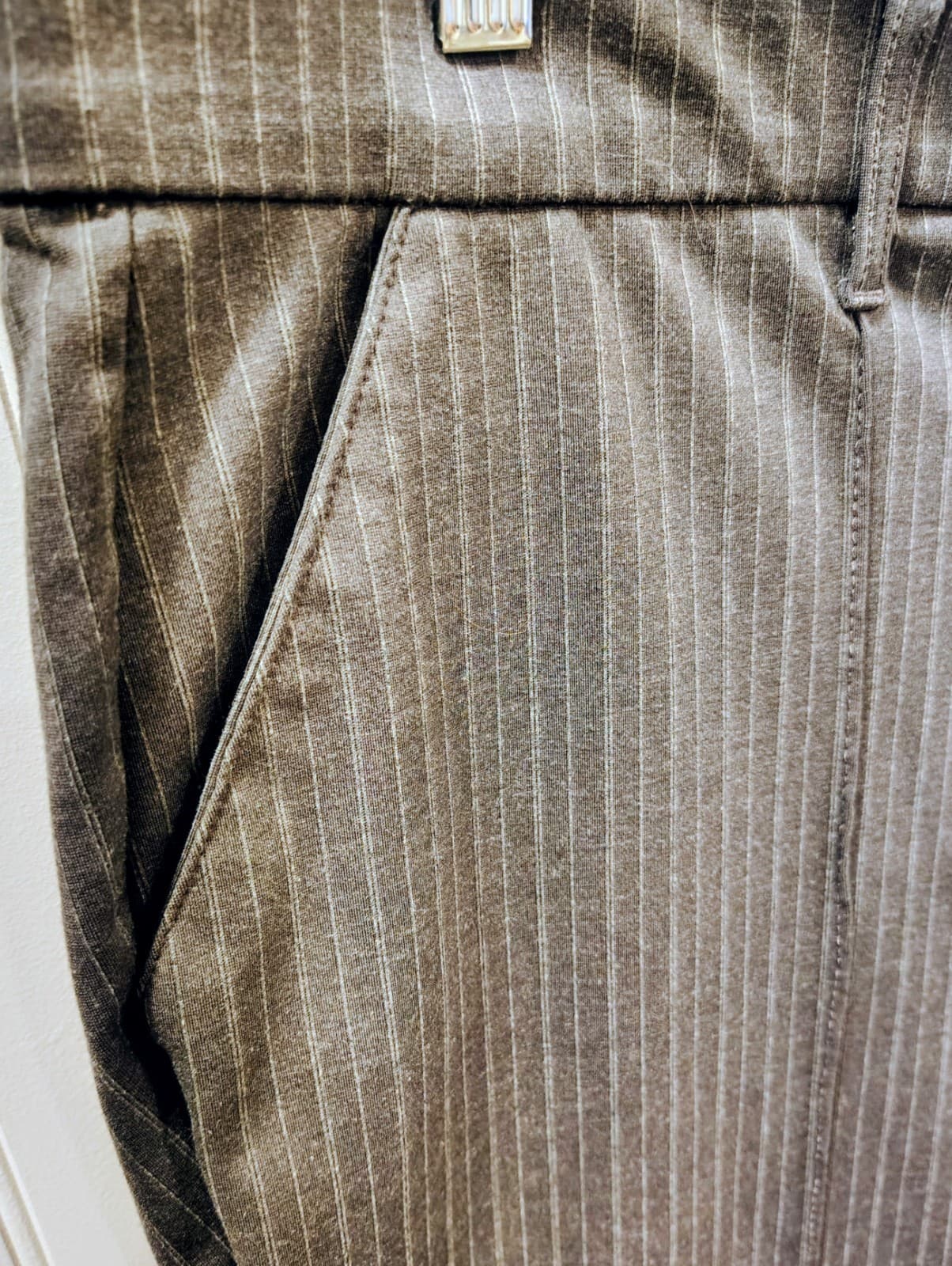 Lee Women's Flex Motion Charcoal Pinstripe Dress Pants, Size 20W EUC - Thumbnail 3