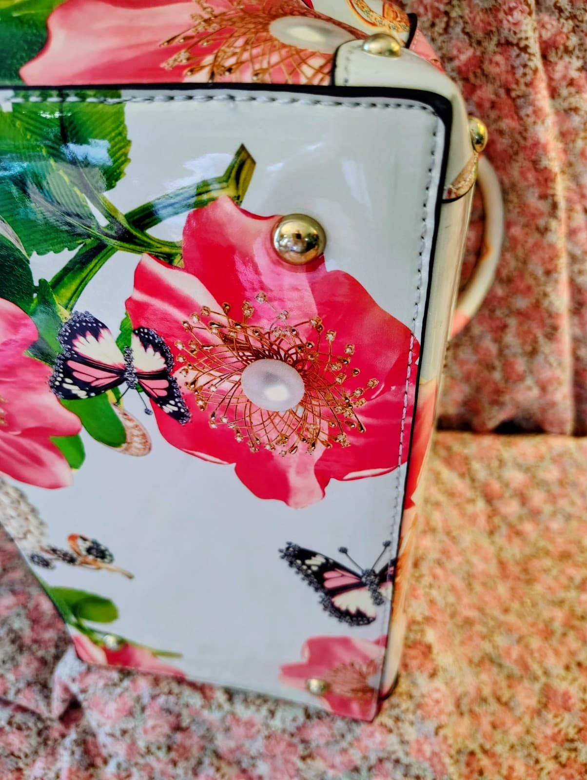 NWT Floral Satchel With Shoulder Strap And Matching Wallet - Thumbnail 11