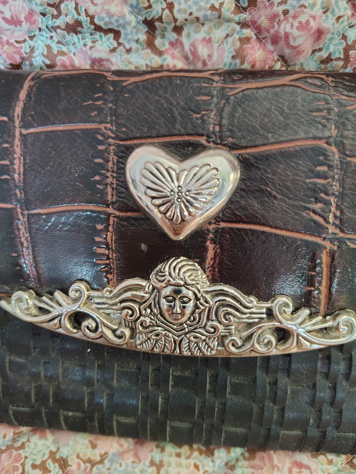 Vintage women's bifold wallet Silver Angel Heart - Thumbnail 2