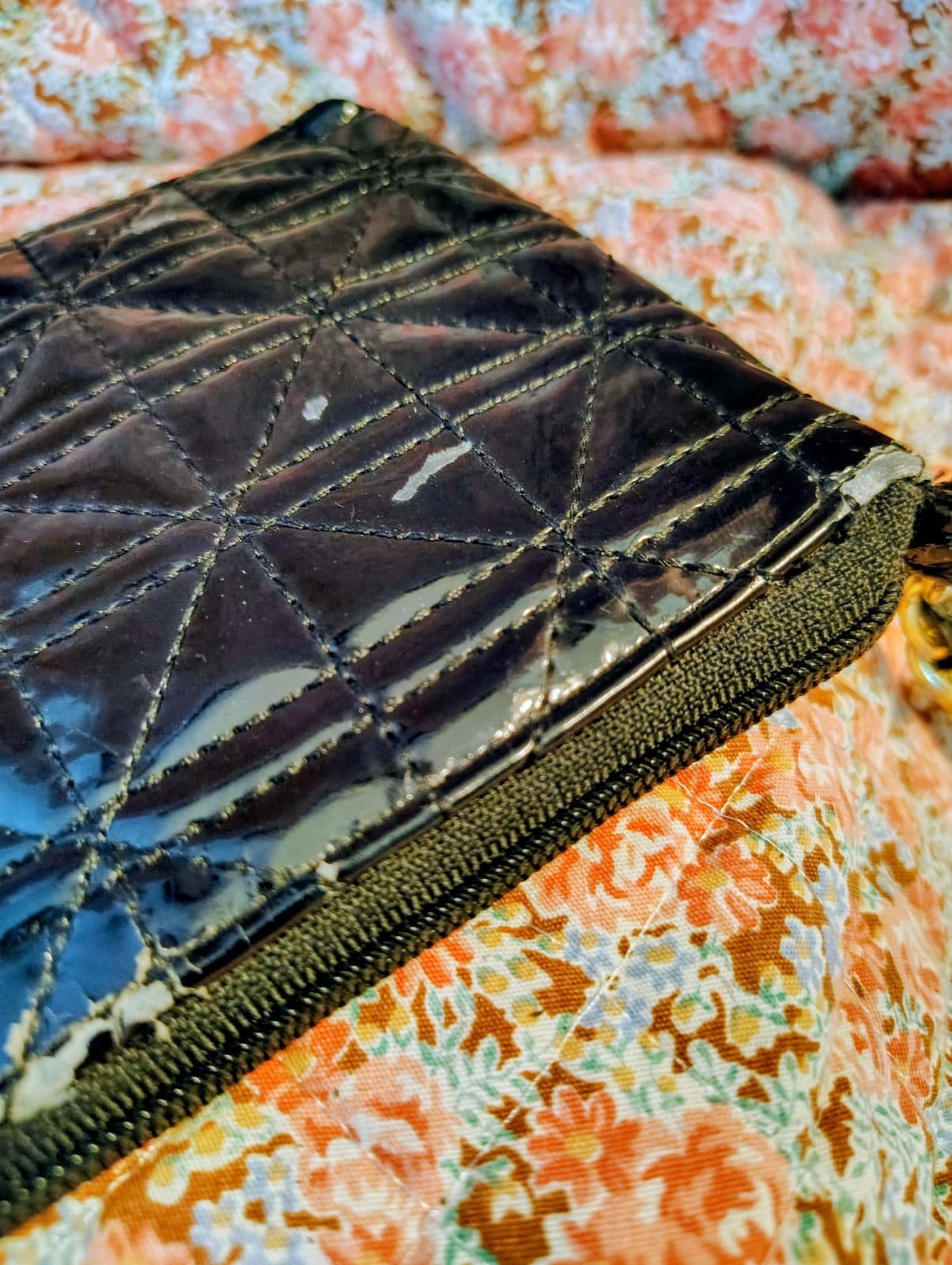 Nicole Miller Black Patent Bag Gold Chain Strap - Thumbnail 19
