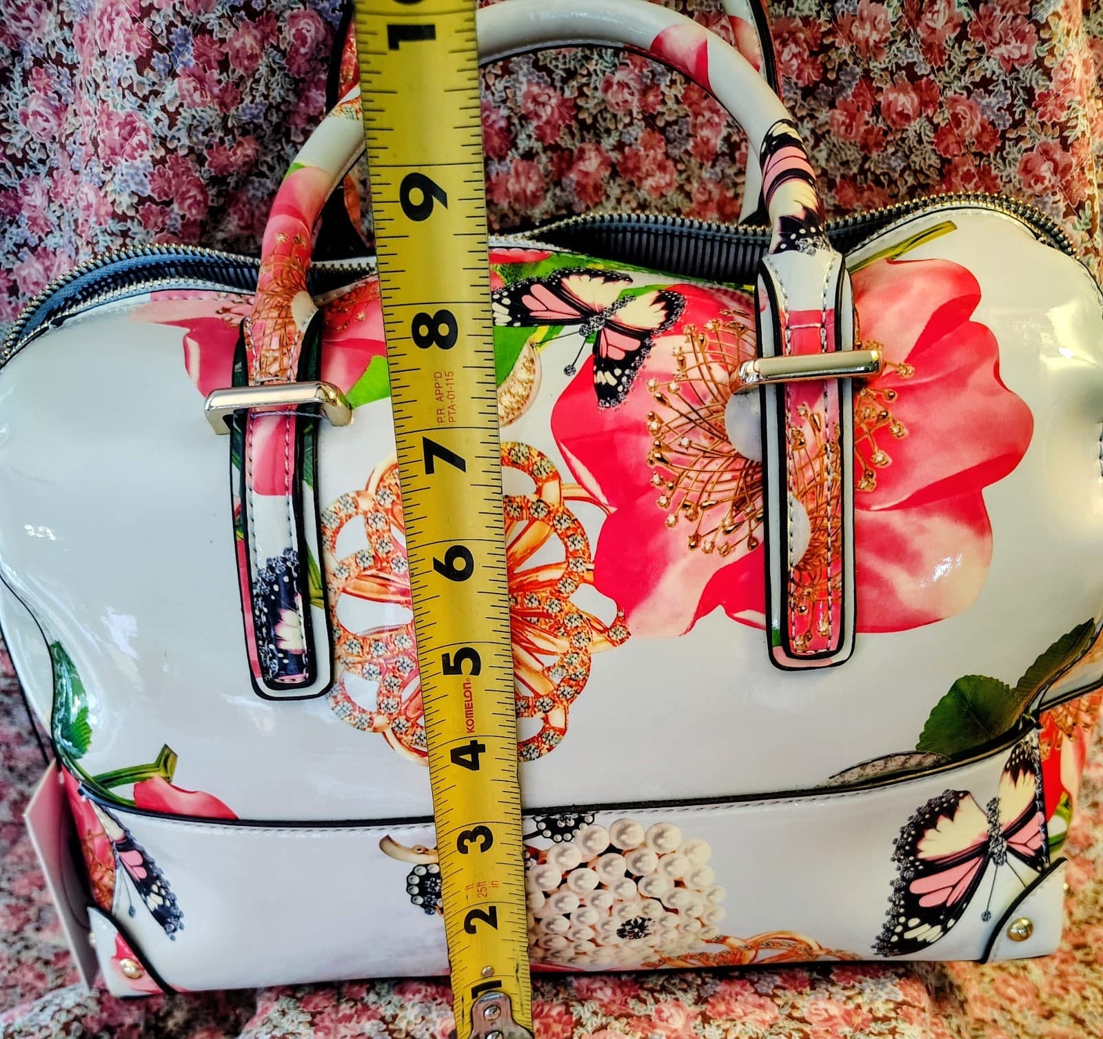 NWT Floral Satchel With Shoulder Strap And Matching Wallet - Thumbnail 19