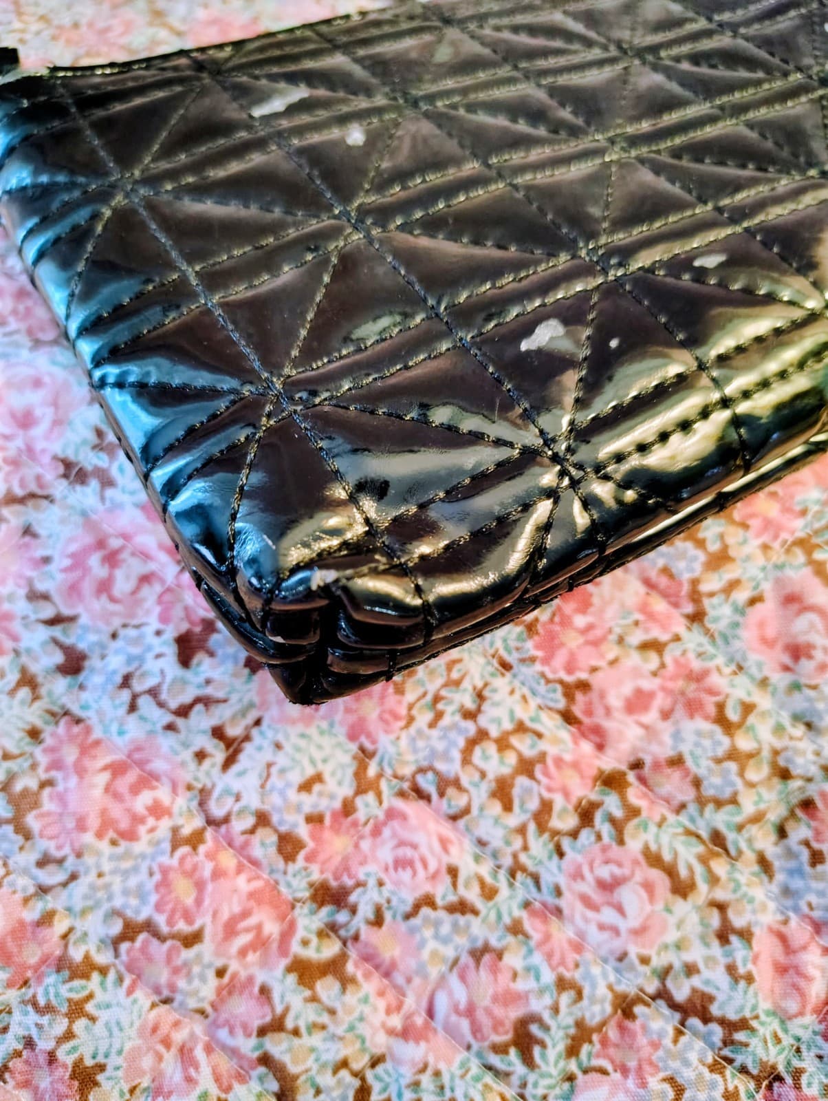 Nicole Miller Black Patent Bag Gold Chain Strap - Thumbnail 16
