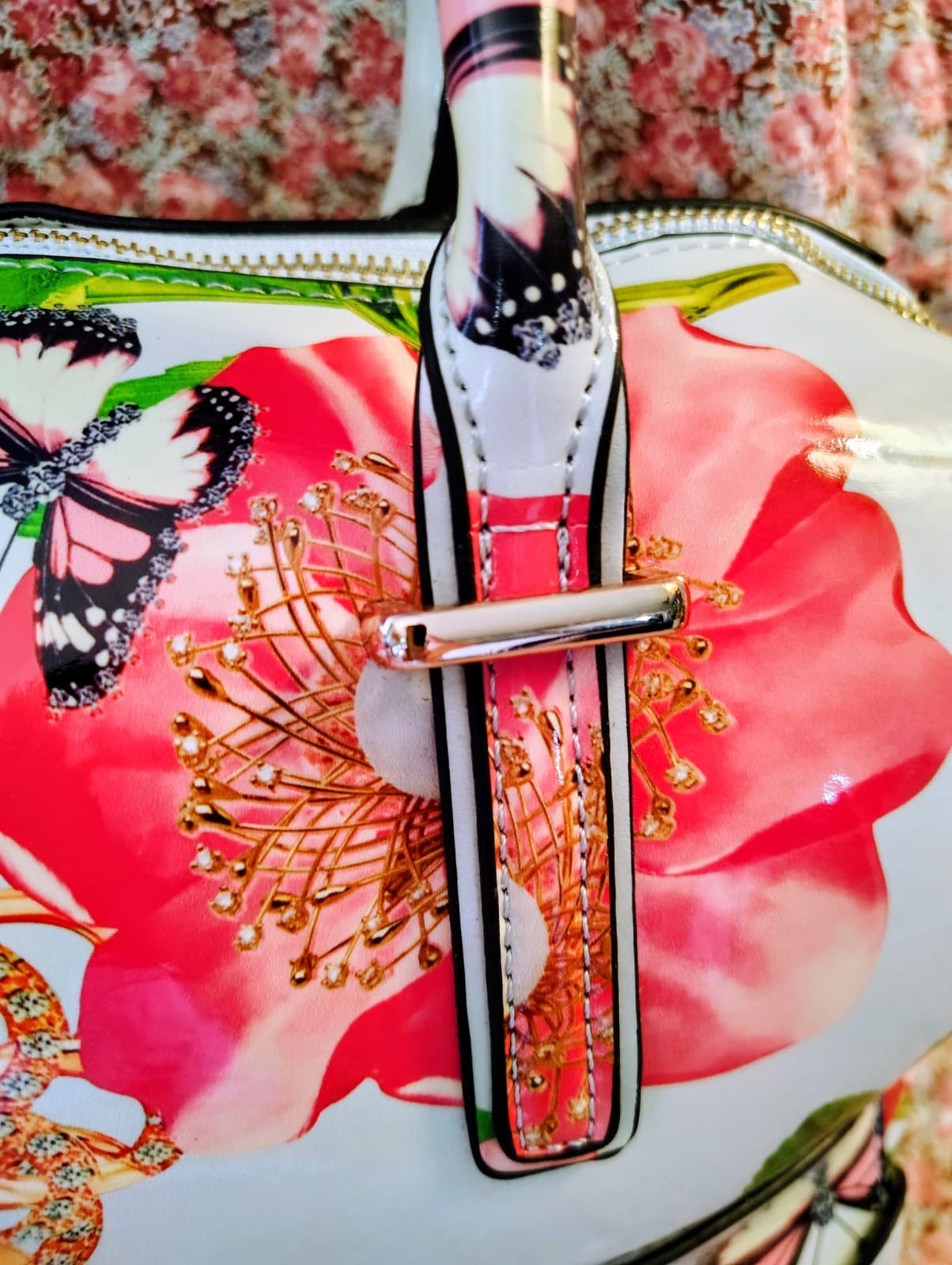 NWT Floral Satchel With Shoulder Strap And Matching Wallet - Thumbnail 5