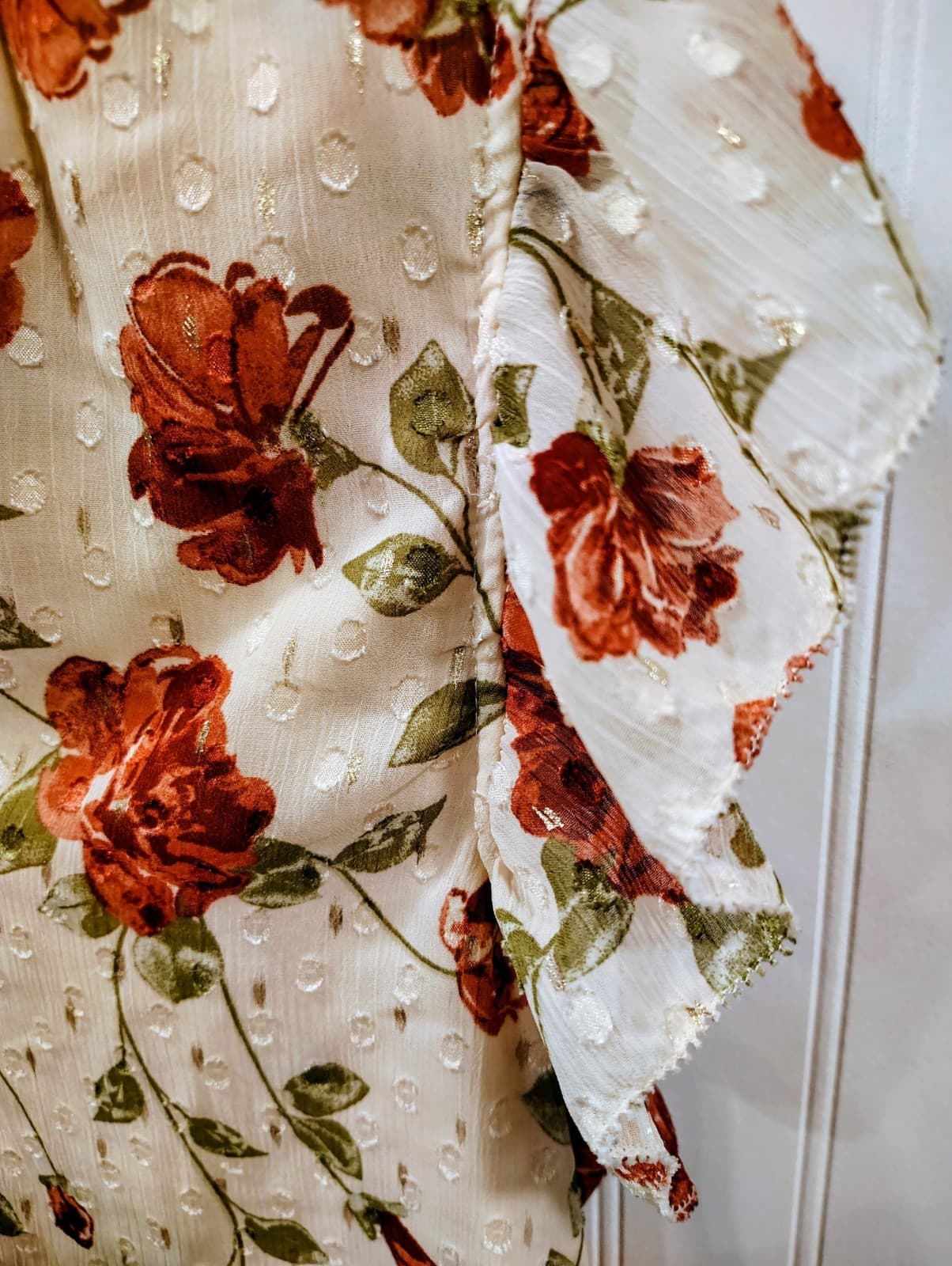 Haver & Blair Floral Top Large, Short Flutter sleeves, Lined - Thumbnail 5