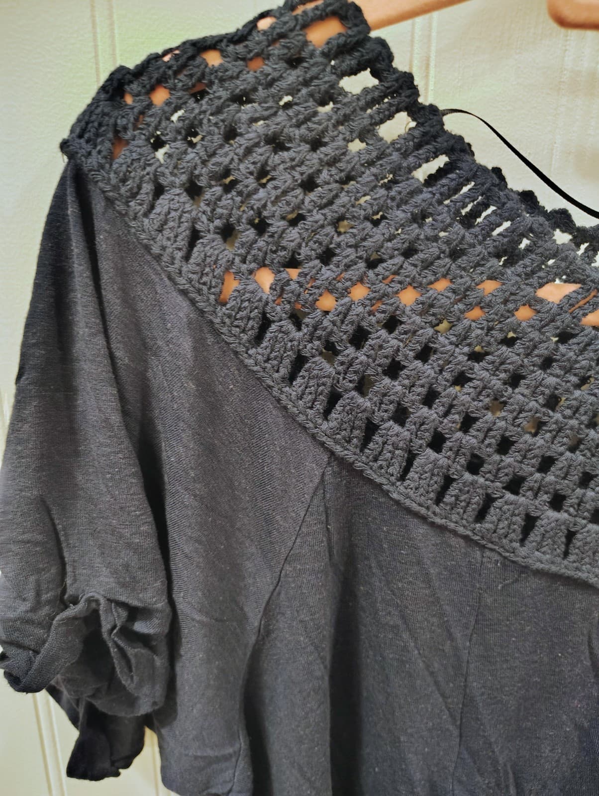 Maurices Short Sleeve Crochet Blouse Top, Blue, Women's Large - Thumbnail 3
