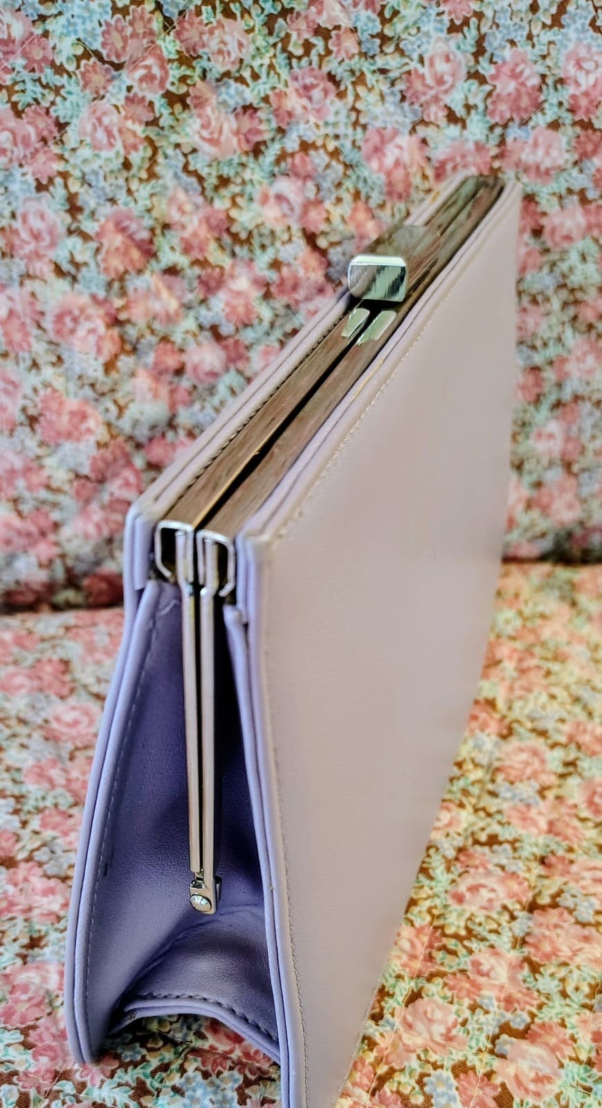 Giani Bernini Lavender Nappa Leather Clutch, Silver Clasp - Thumbnail 12