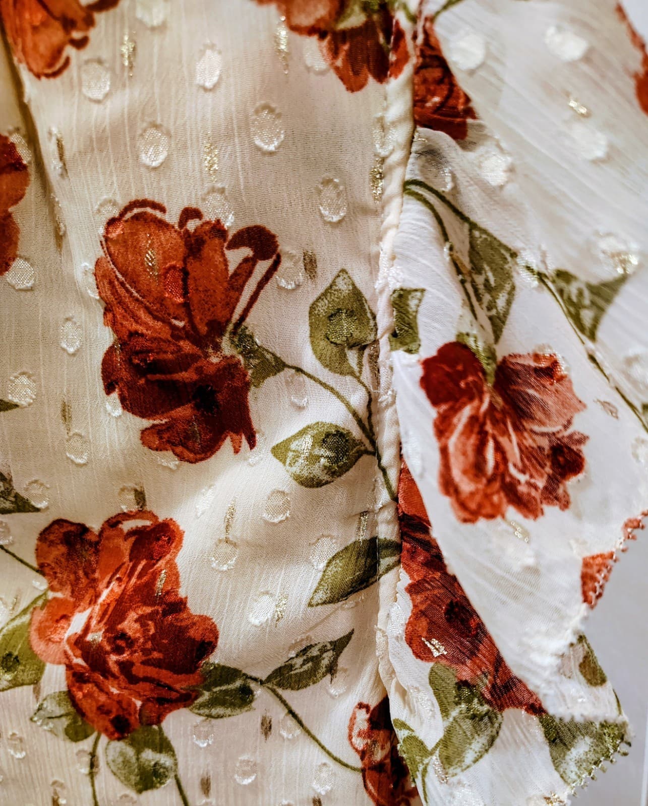 Haver & Blair Floral Top Large, Short Flutter sleeves, Lined - Thumbnail 4