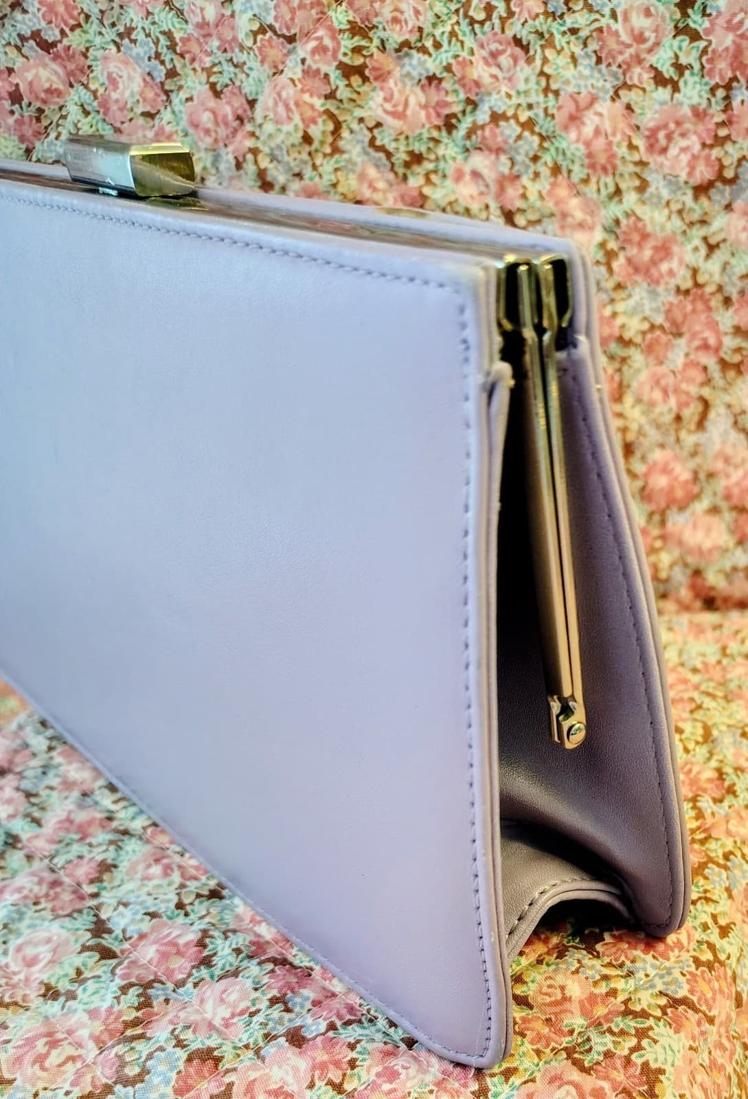 Giani Bernini Lavender Nappa Leather Clutch, Silver Clasp - Thumbnail 15