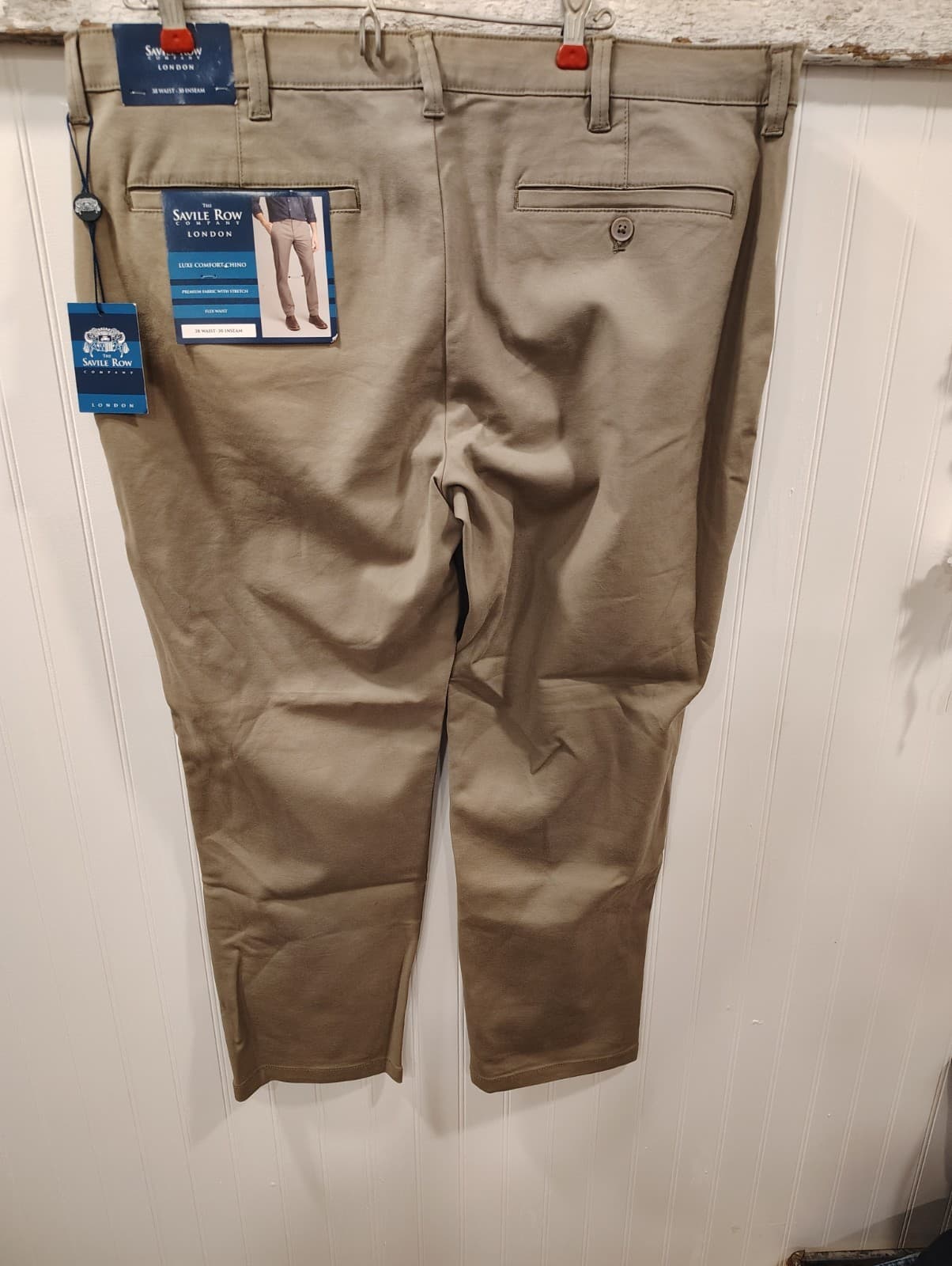Saville Row Pants Mens 38X30 Brown Flat Front Straight Leg London NWT