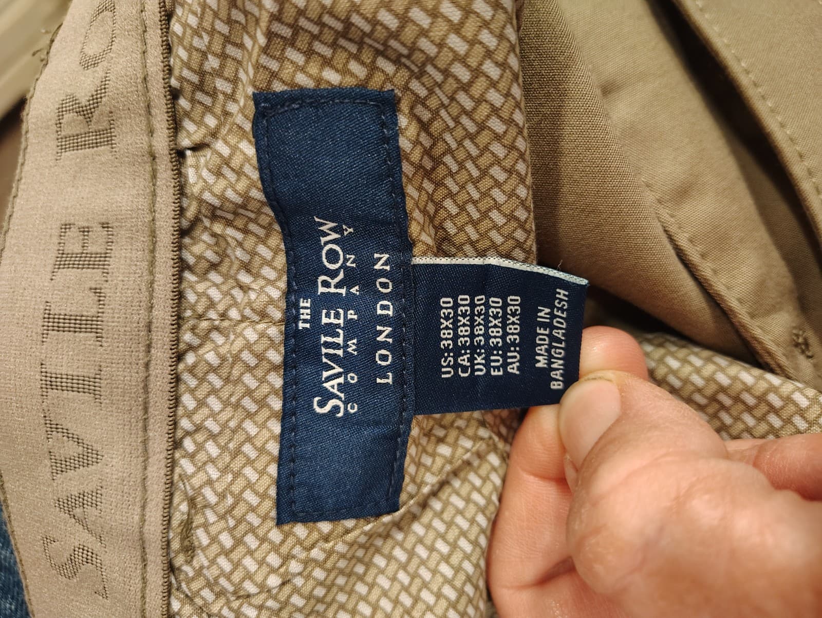 Saville Row Pants Mens 38X30 Brown Flat Front Straight Leg London NWT - Thumbnail 5