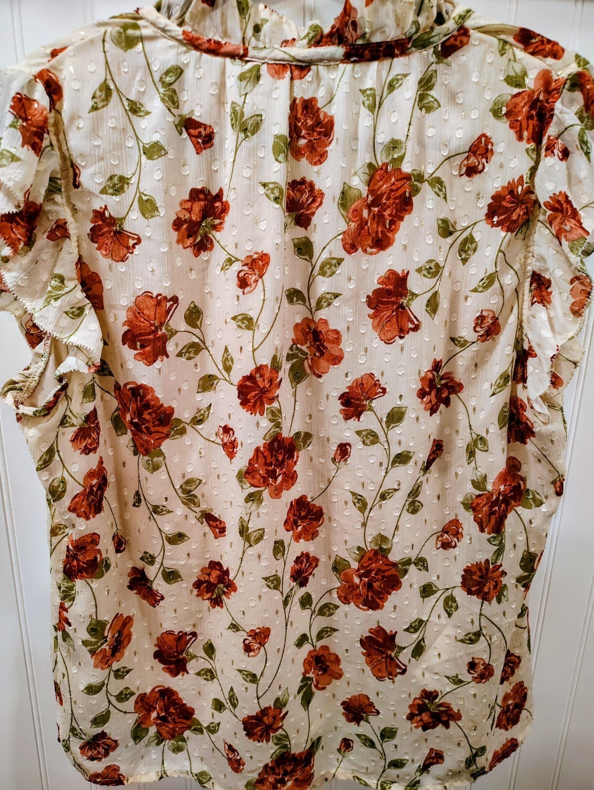 Haver & Blair Floral Top Large, Short Flutter sleeves, Lined - Thumbnail 7