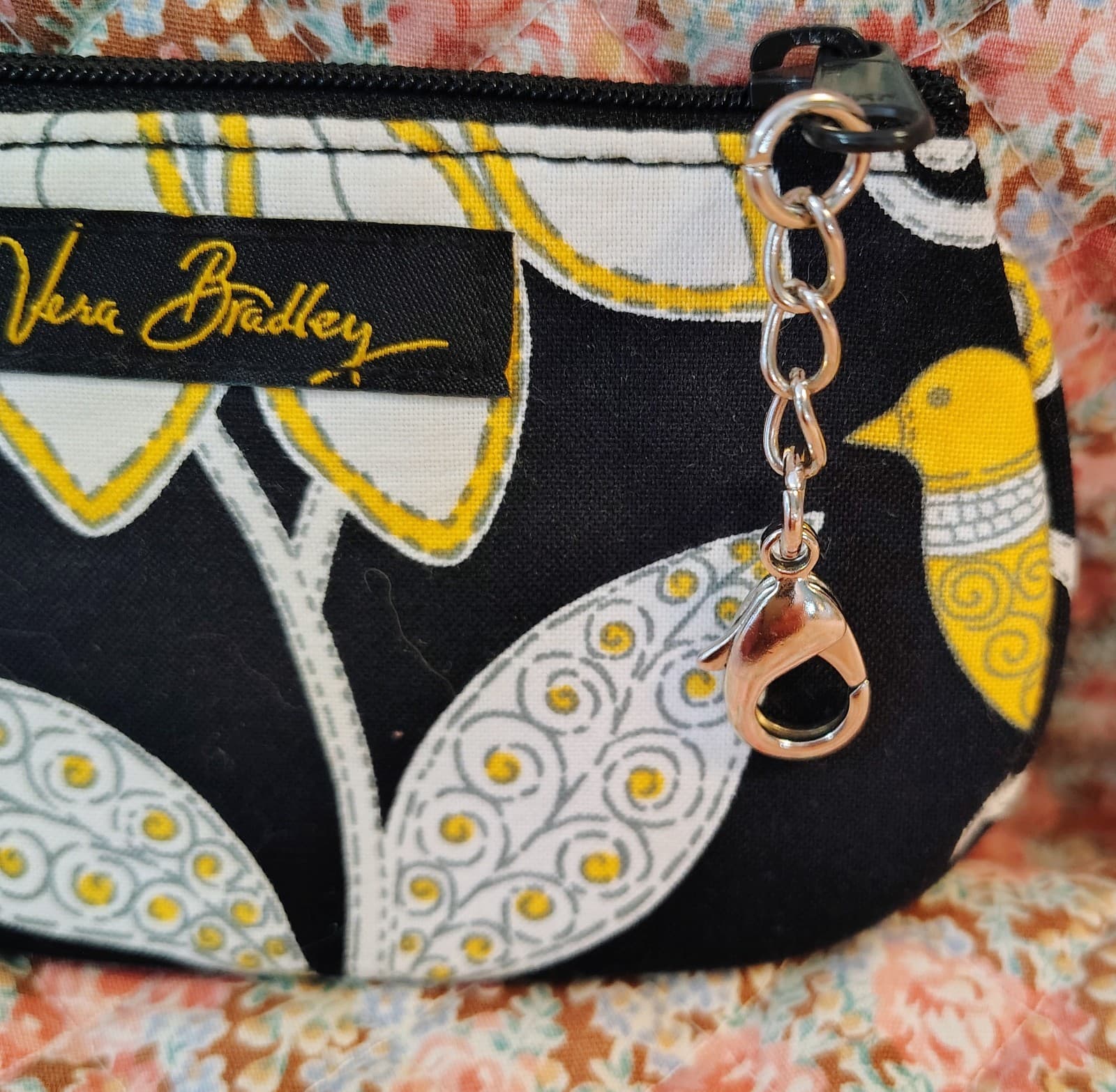 Vera Bradley Yellow Bird Retired Coin Purse Keychain NWOT - Thumbnail 2