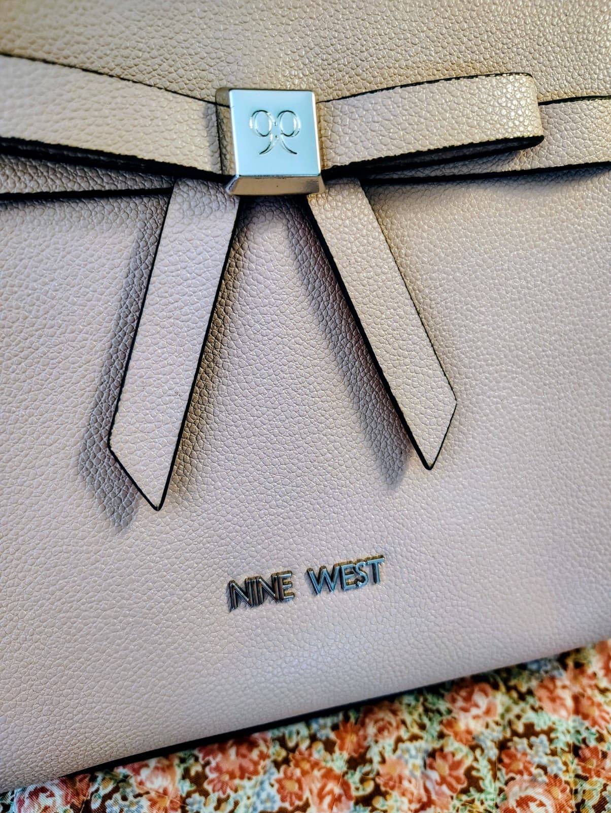 NWOT Nine West Ivory Satchel Top Handle Bag with Bow Accent - Thumbnail 2