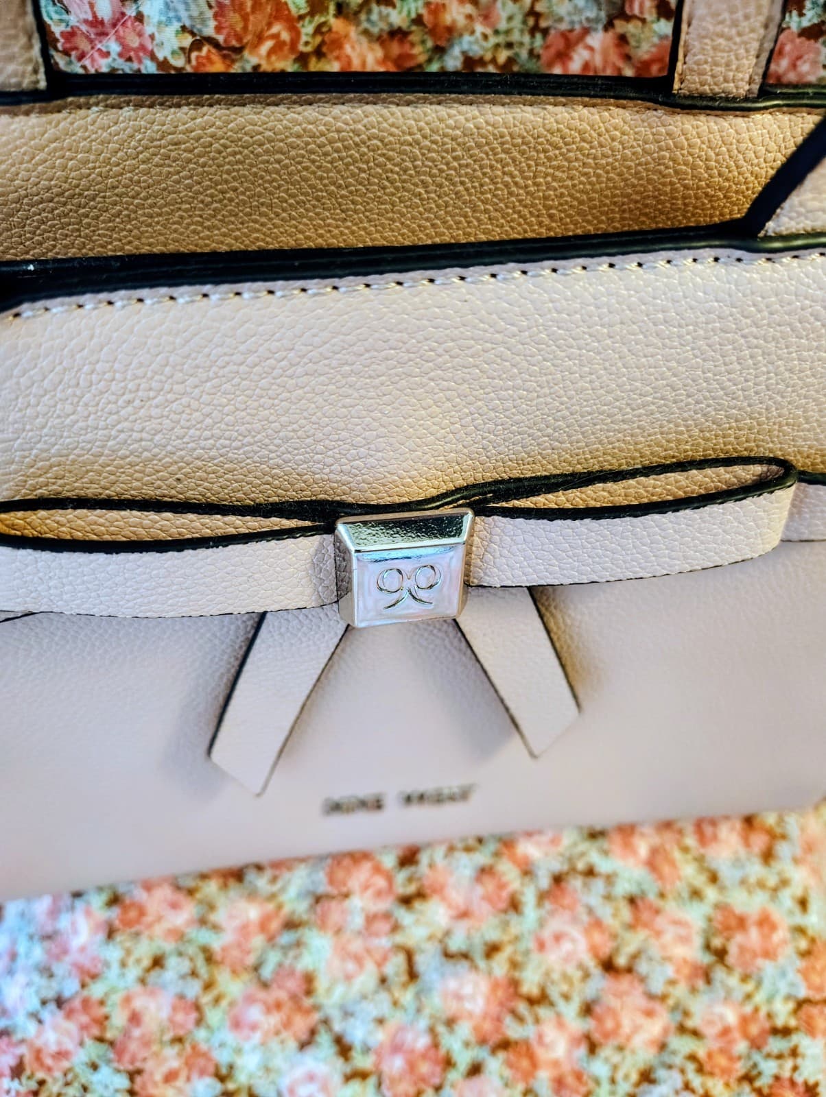NWOT Nine West Ivory Satchel Top Handle Bag with Bow Accent - Thumbnail 4
