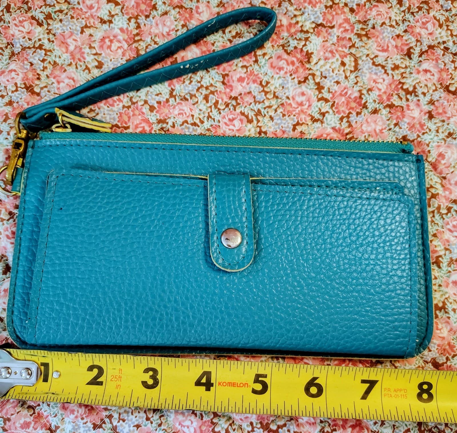 NWOT Turquoise Yellow Faux Pebbled Leather Wallet - Thumbnail 9
