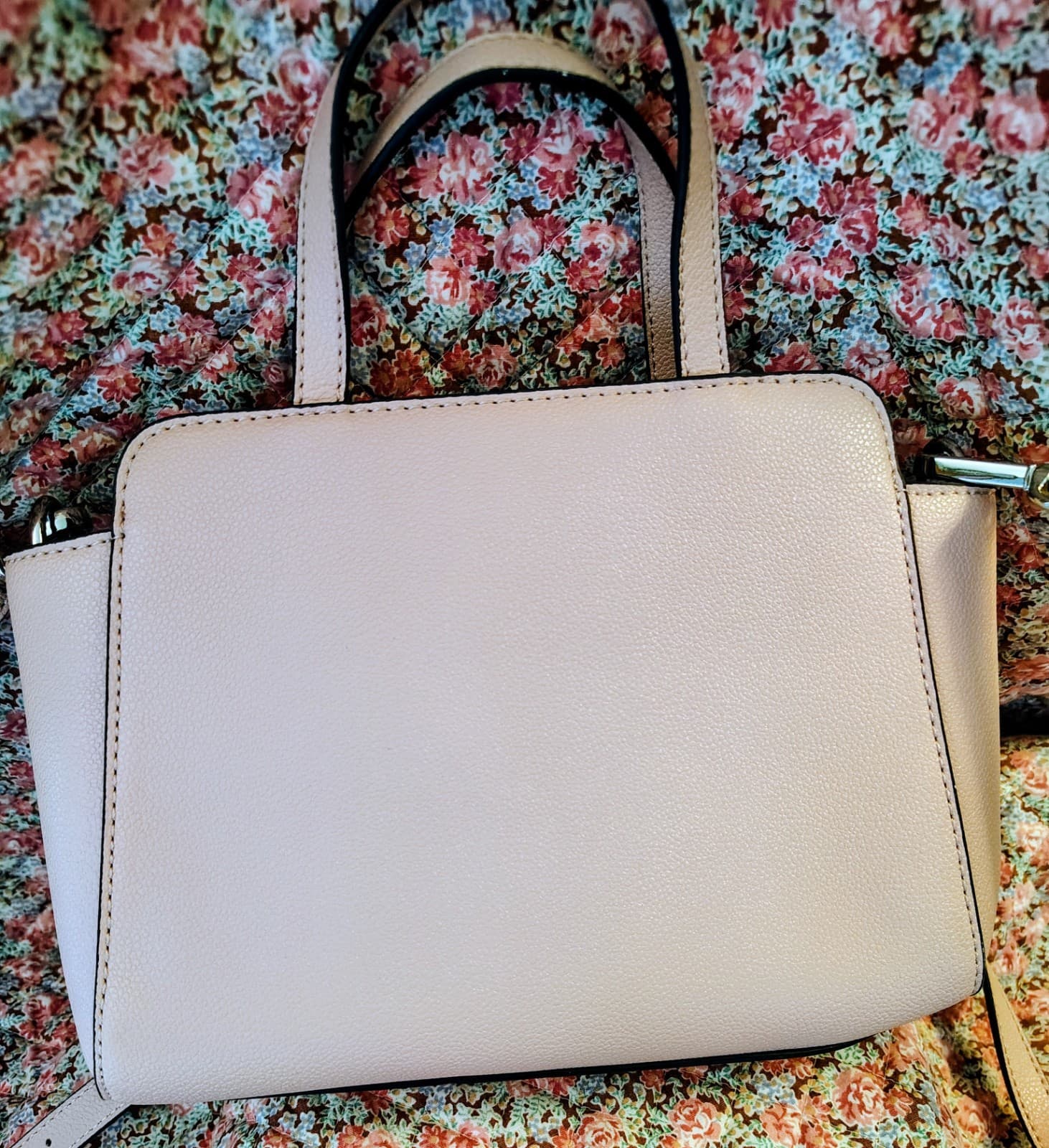 NWOT Nine West Ivory Satchel Top Handle Bag with Bow Accent - Thumbnail 3