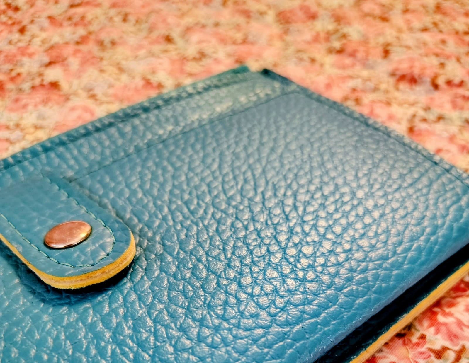 NWOT Turquoise Yellow Faux Pebbled Leather Wallet - Thumbnail 10