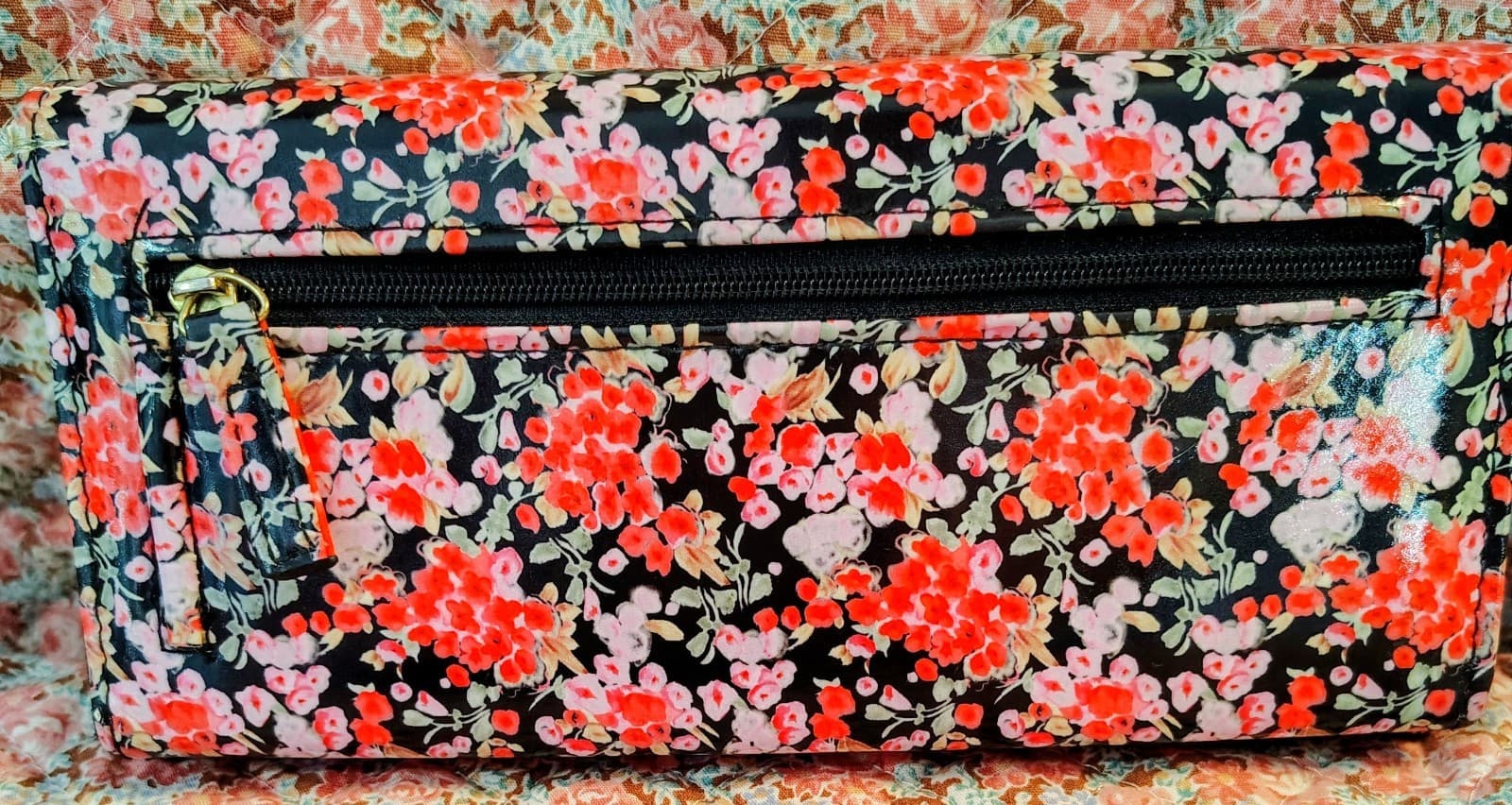 NWOT Floral Red Black Organizer Wallet - Thumbnail 2