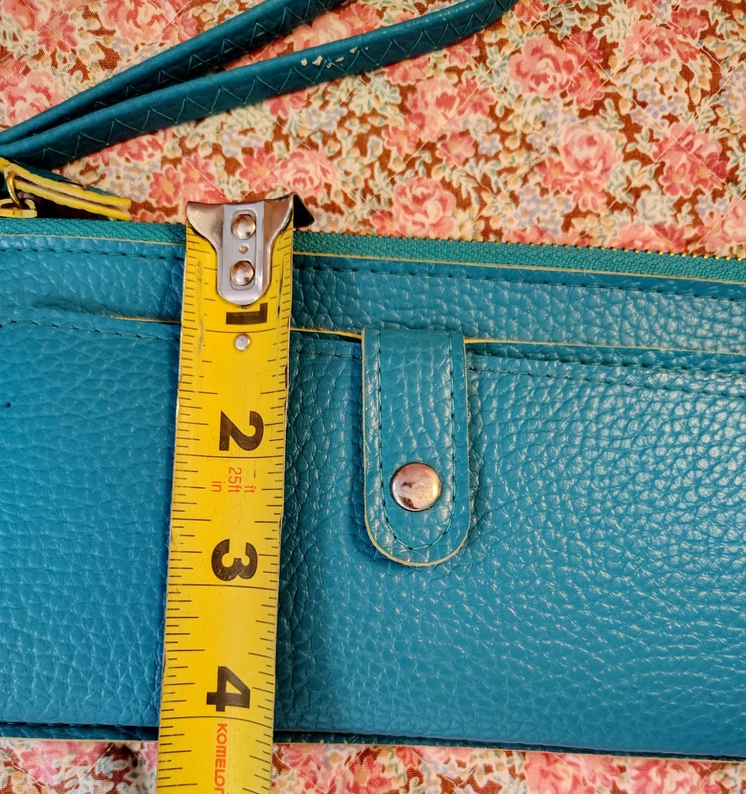 NWOT Turquoise Yellow Faux Pebbled Leather Wallet - Thumbnail 12